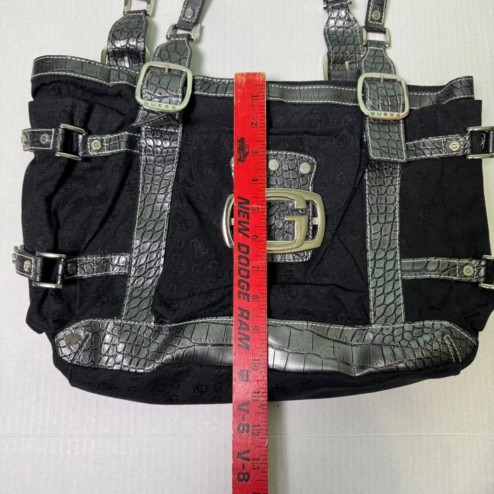 Vintage Y2K Guess Monogram Shoulder Tote Bag Rocker Glam Grunge Indie Sleaze - Picture 5 of 8